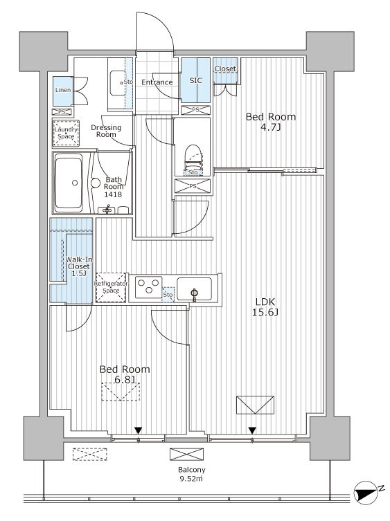 【市川市市川のマンションの間取り】