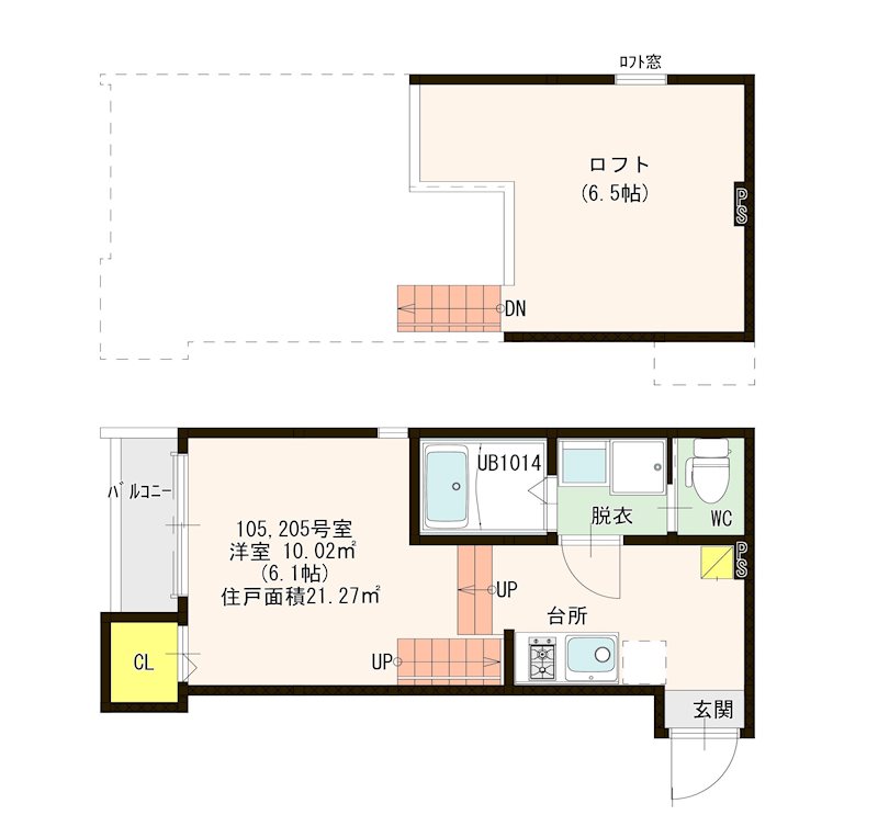 福岡市東区和白のアパートの間取り