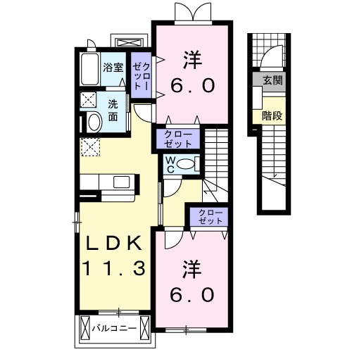 土浦市木田余のアパートの間取り