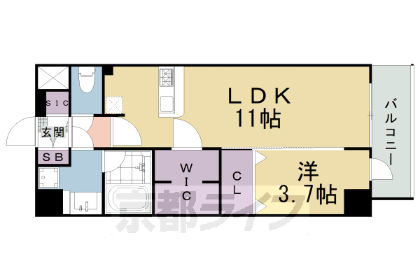 京都市中京区西ノ京下合町のマンションの間取り