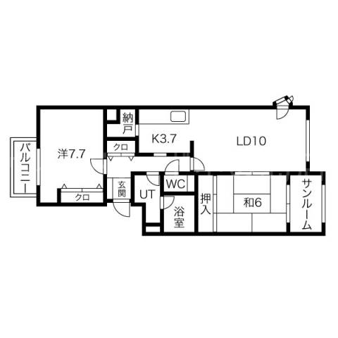 札幌市厚別区厚別北一条のマンションの間取り