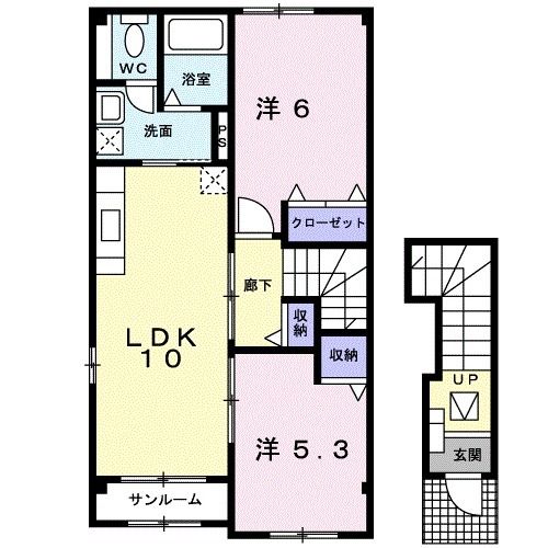 十和田市元町西のアパートの間取り