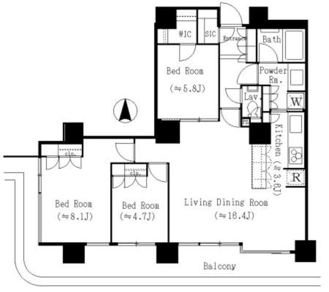 中央区佃のマンションの間取り