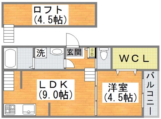 大阪市平野区平野宮町のアパートの間取り