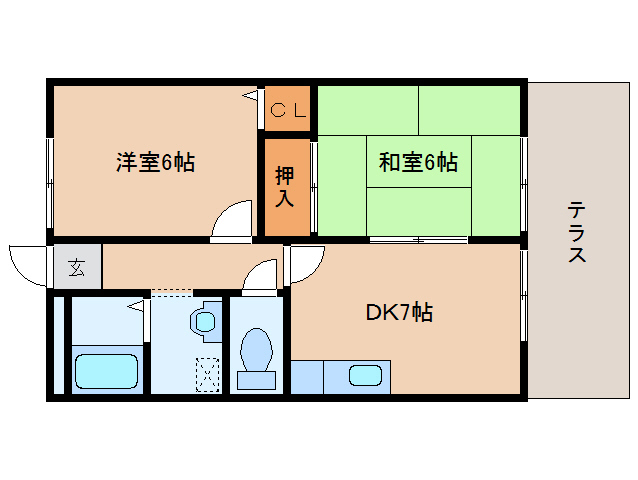 木津川市兜台のアパートの間取り