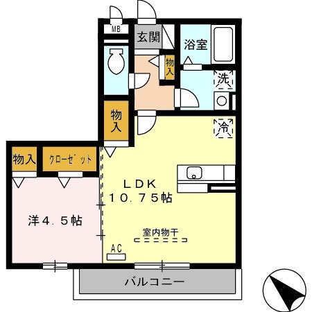 名古屋市緑区清水山のアパートの間取り