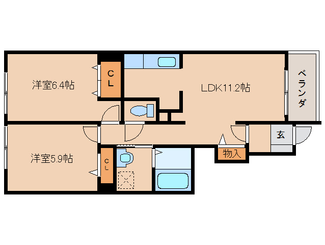 【橿原市今井町のアパートの間取り】