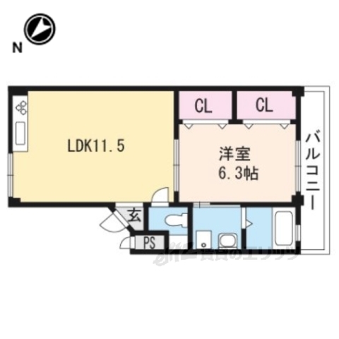 野洲市北野のマンションの間取り