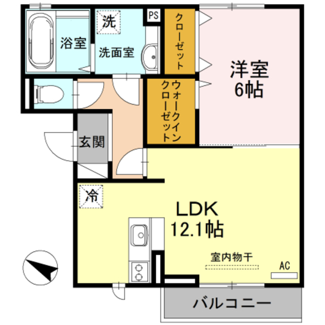 新潟市西区新通のアパートの間取り