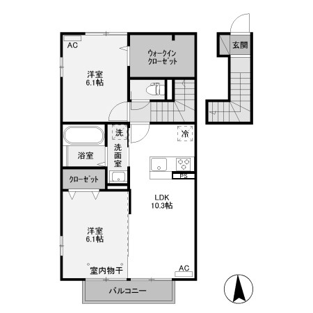 伊勢崎市除ケ町のアパートの間取り