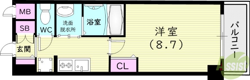 【神戸市兵庫区駅前通のマンションの間取り】