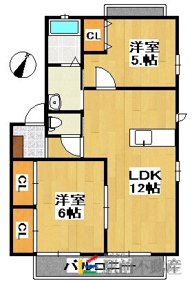 筑紫野市大字永岡のアパートの間取り