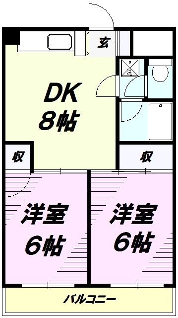 ＪＲ八高線 北八王子駅 徒歩2分 5階建 築37年の間取り写真