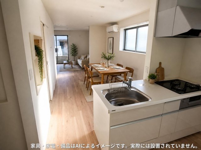 居室・リビング　※家具・家電・備品等はＡＩ画像生成により配置例を示したもので