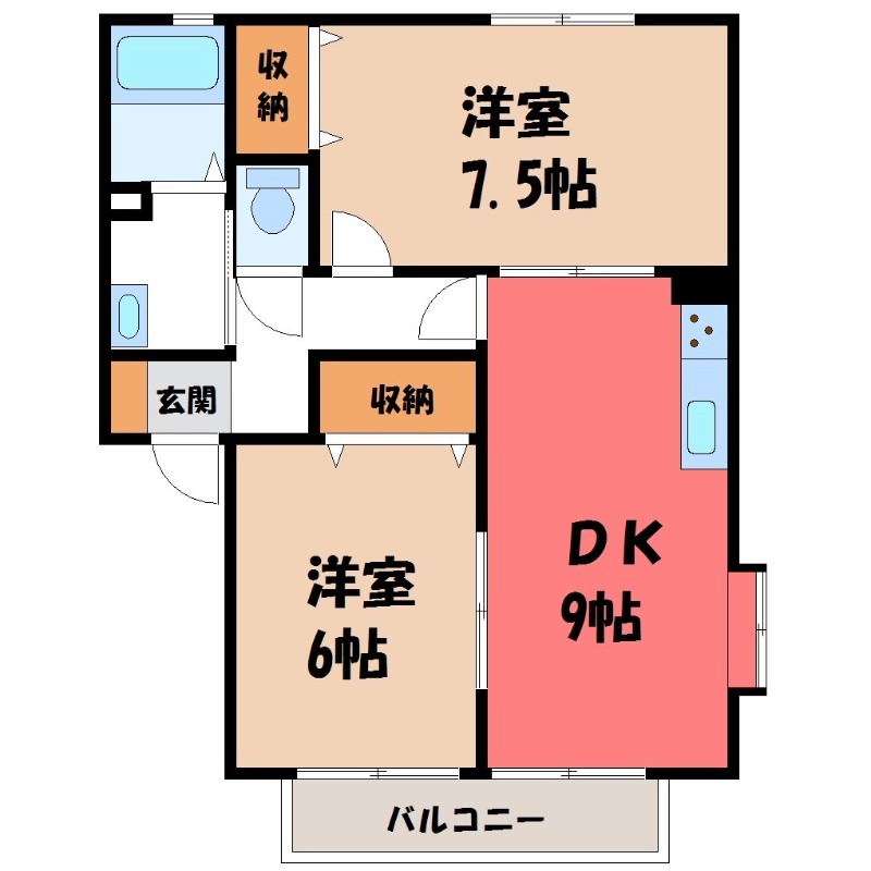 カーサピアチェーレ B棟の間取り