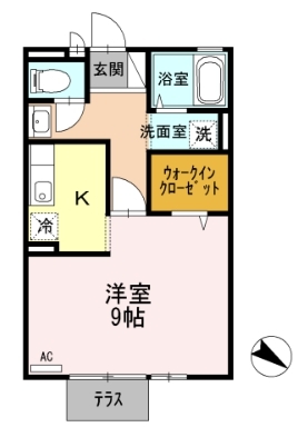 姫路市飾磨区阿成のアパートの間取り