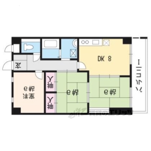 京都市右京区梅津中村町のマンションの間取り