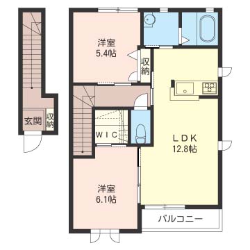 那須塩原市下永田のアパートの間取り