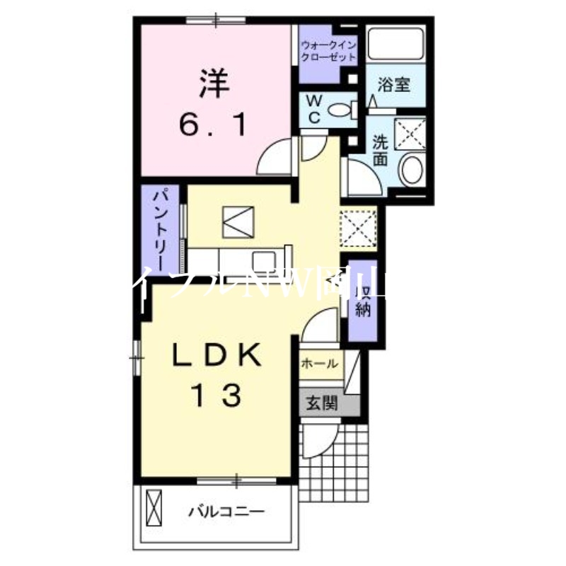 岡山市北区牟佐のアパートの間取り