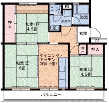 神戸市北区ひよどり台のマンションの間取り