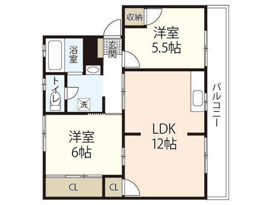 広島市佐伯区利松のマンションの間取り