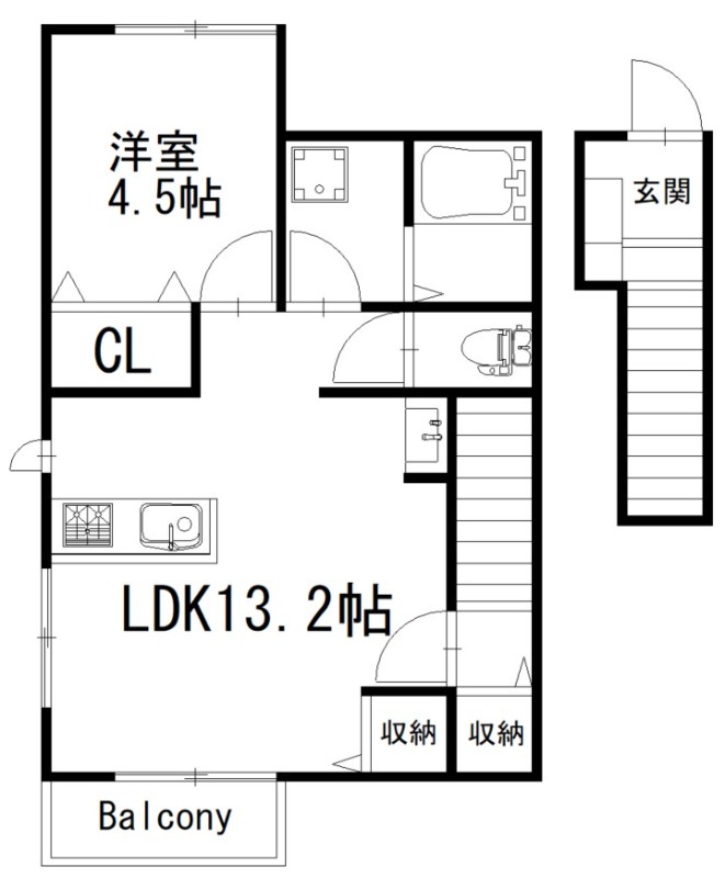 浜松市浜名区新都田のアパートの間取り