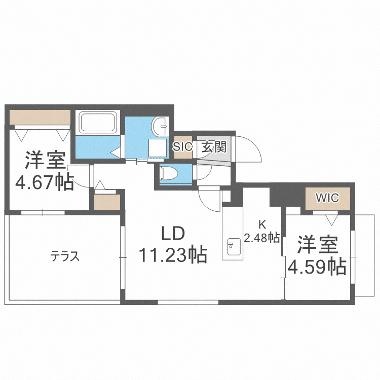 【札幌市中央区南十九条西のマンションの間取り】