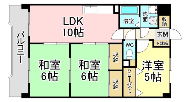 北九州市八幡東区槻田のマンションの間取り