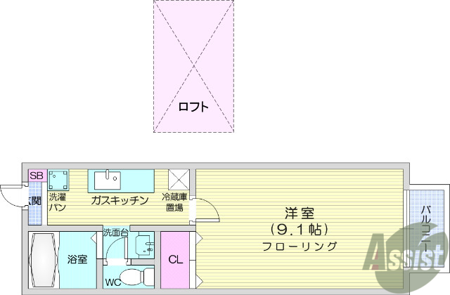 仙台市若林区荒井のアパートの間取り