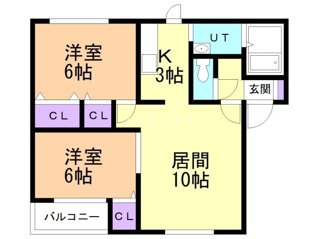 【札幌市北区新琴似五条のアパートの間取り】