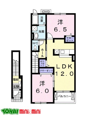 【松阪市久保町のアパートの間取り】