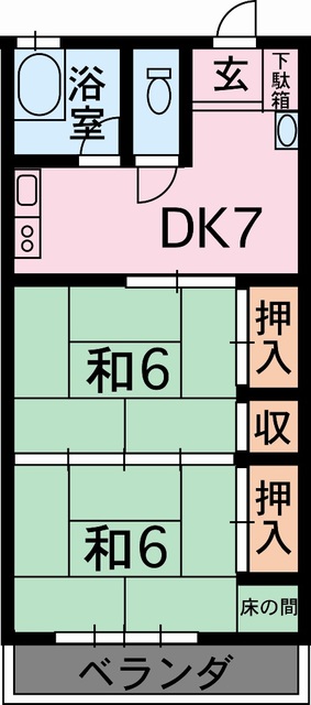 熊本市東区下江津のアパートの間取り