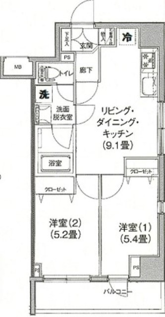 千代田区神田錦町のマンションの間取り