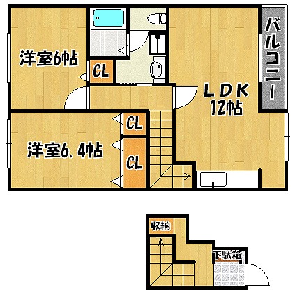 神戸市西区白水のアパートの間取り