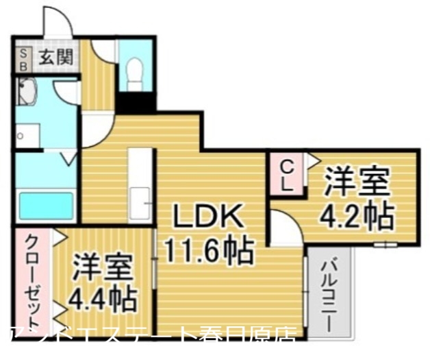 大野城市筒井のアパートの間取り