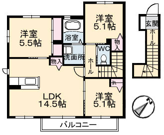 岡山市東区金岡東町のアパートの間取り