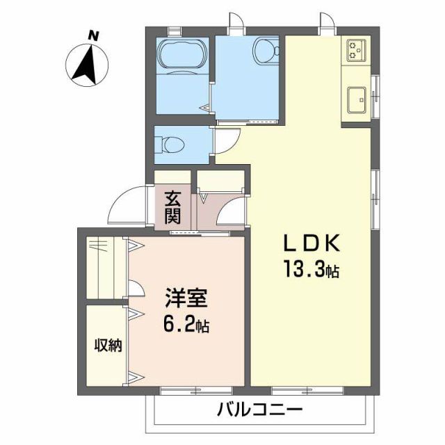 松山市住吉のアパートの間取り