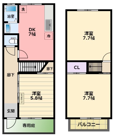 西宮市大社町 テラスハウスの間取り写真