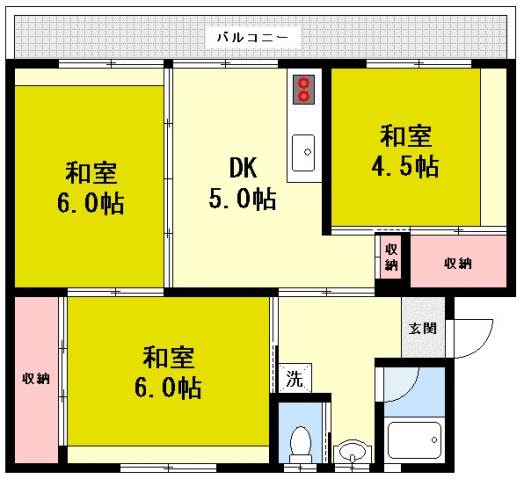 【広島市西区井口明神のマンションの間取り】