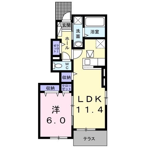 宇城市松橋町竹崎のアパートの間取り