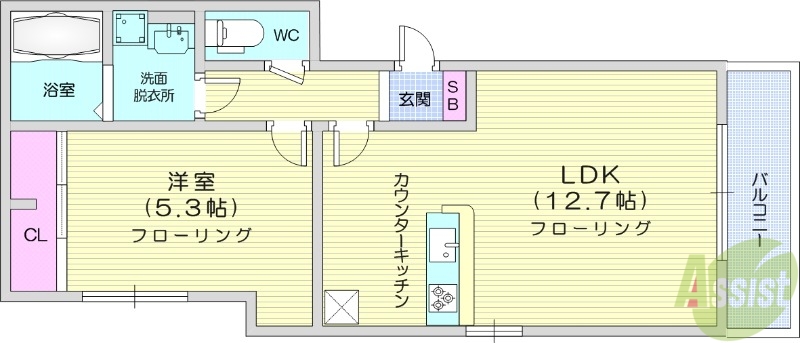 仙台市若林区荒井のアパートの間取り