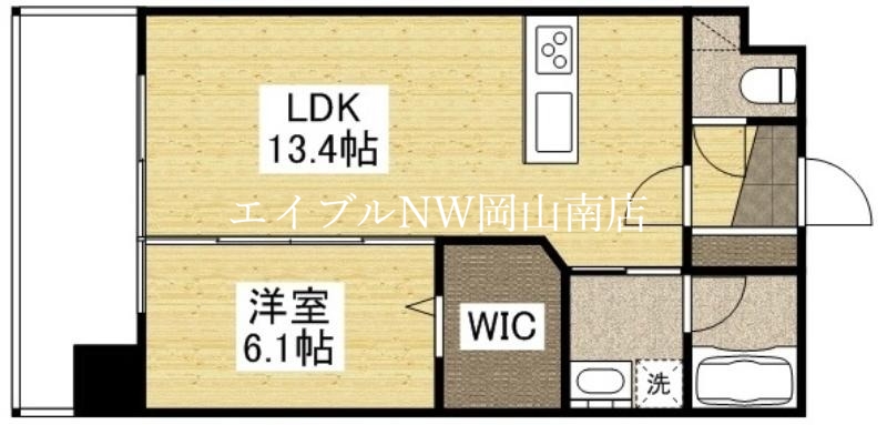 岡山市北区内山下のマンションの間取り