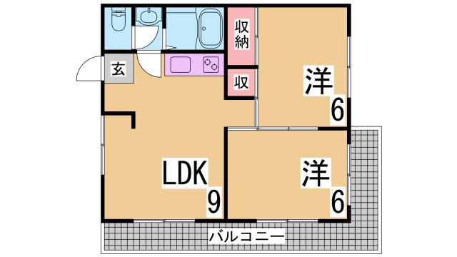 神戸市長田区大谷町のマンションの間取り