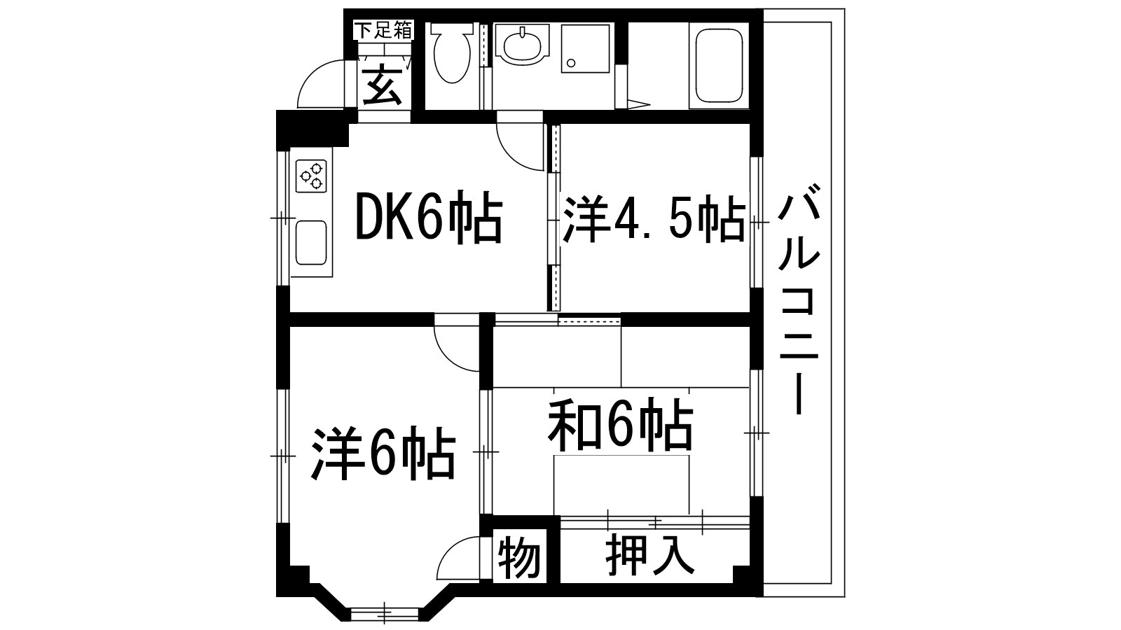 川西市新田のマンションの間取り