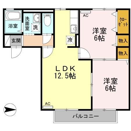 松山市西長戸町のアパートの間取り