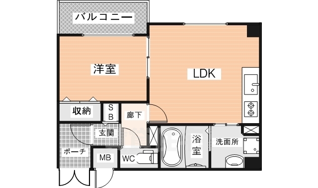 生駒市谷田町のマンションの間取り