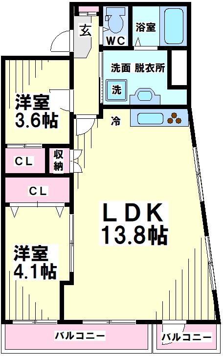 渋谷区幡ヶ谷のマンションの間取り