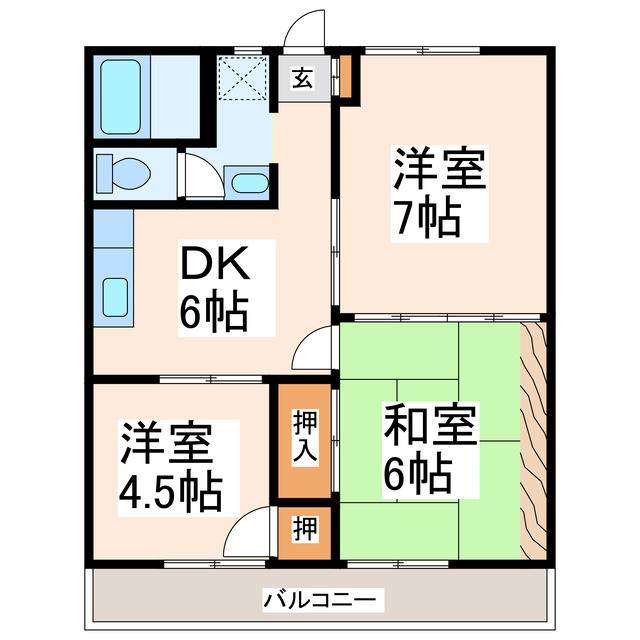 菊池郡菊陽町大字津久礼のマンションの間取り