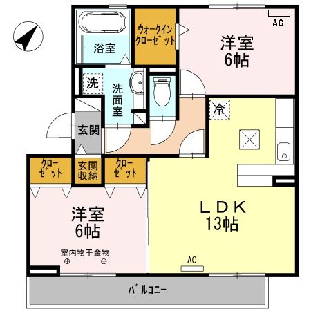 鈴鹿市江島町のアパートの間取り