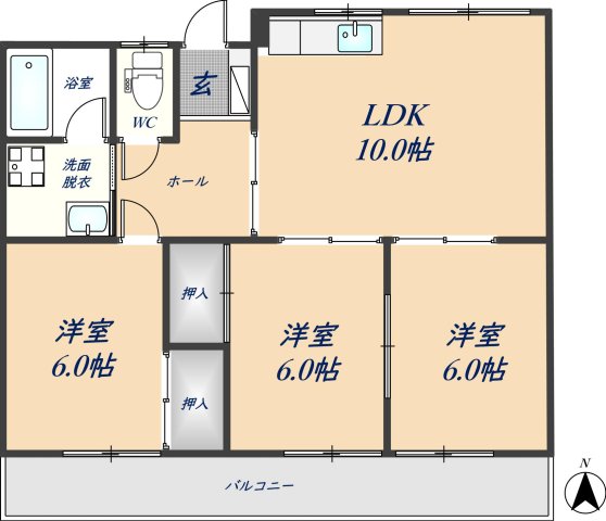 【八尾市曙川東のマンションの間取り】